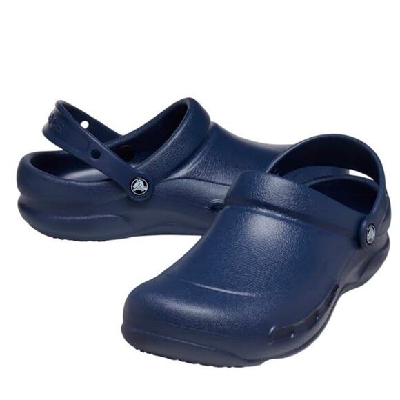 Crocs Men 9 Women 11 Bistro Work Clog Navy Blue Restaurant Non Slip‎ Clog Shoe - Picture 1 of 11